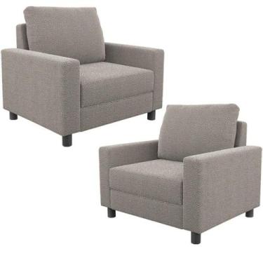 Imagem de Kit 02 Poltronas Decorativa Malta L02 Bouclê Bege - LYAM DECOR