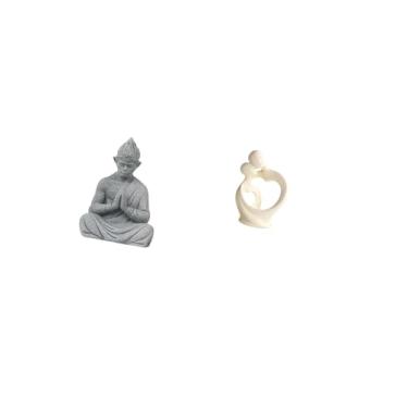 Imagem de Fenteer Escultura de Buda Sun Wukong, Estatueta Artística de Casal, Estátua de Resina, Ornamento Abstrato de Amante, Miniatura Colecionável para Hotel, Pátio,