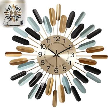 Imagem de Relógio de parede, arte moderna, relógios grandes de metal, relógio de parede colorido decorativo 3D com movimento silencioso, estilo boêmio, relógios de quartzo modernos, arte para sala de estar