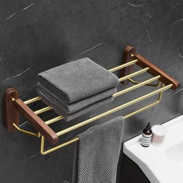 Imagem de Conjuntos de ferragens de banheiro de madeira e cobre, suporte de toalha, suporte de papel, gancho de barra de toalha, kit de acessórios de banheiro, prateleira de toalha12 (prateleira de coruja 12)