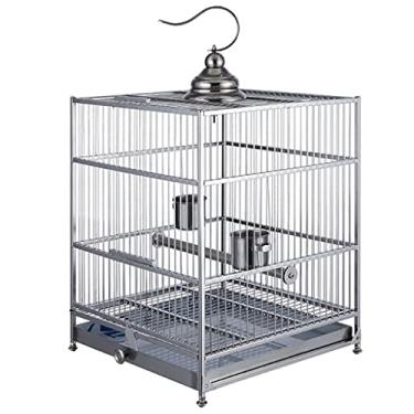 Imagem de Gaiola de pássaro Gaiola de voo para calopsitas Gaiola de pássaro portátil com alça, gaiola de papagaio de aço inoxidável ousada, gaiola de viagem de pássaros para pet shop, vários conjuntos de opções