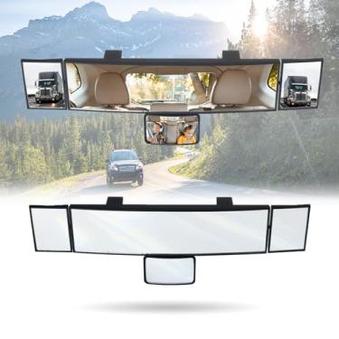 Imagem de Espelho retrovisor de 38 cm, extensor de espelhos retrovisores panorâmicos de carro, reduz efetivamente o ponto cego para caminhões SUV de carro - transparente. Espelho de carro adequado para carros