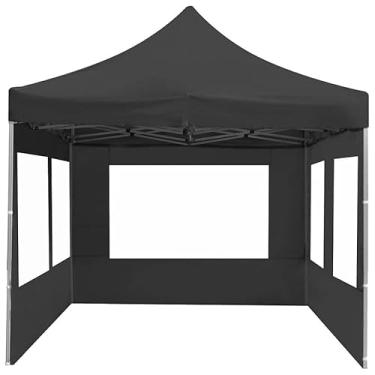 Imagem de Kit Tenda Gazebo Sanfonada 3x3 Articulada Reforçada com Fechamento Laterais Completo Retrátil(PRETO)