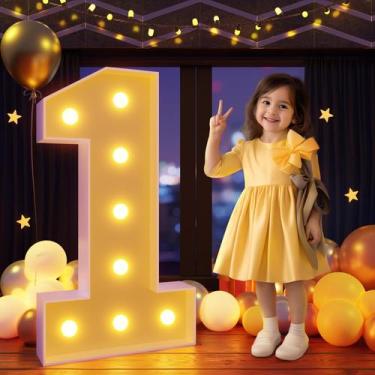 Imagem de Marquee Numbers imprsv Mosaico iluminado de 3 pés para balões