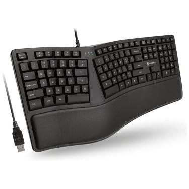Imagem de Teclado Ergonômico Dividido com Fio Recarregável Reduz a Tensão das Mãos com Teclas Programáveis, X9 PERFORMANCE X9ERGOKEY, Preto