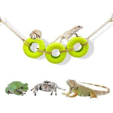 Imagem de DGHAOKI Acessórios de escalada de caranguejo eremita decoração para tanque de répteis balanço de pneu para caranguejo eremita camaleão leopardo lagartixa sapo lagarto pulando aranha