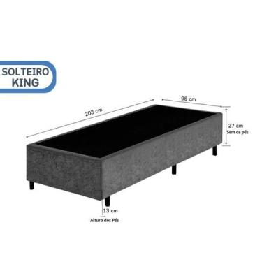 Imagem de Cama Box Solteiro King 96x203 Blindada  Tecido Suede Premium  Medida E
