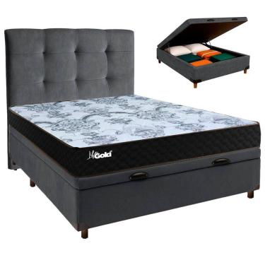 Imagem de Cama + Bau Blindado E Colchão Molas Ensacadas Casal - Life Gold Paropas + Cabeceira