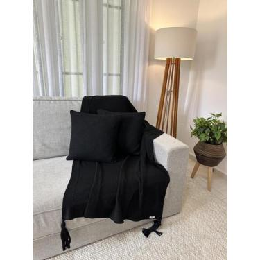 Imagem de Kit Peseira Manta Luxo Decorativa Pompom Cama Queen + 2 Capas - Calu T