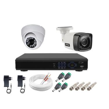 Imagem de Kit Cftv 2 Câmeras Segurança 1mp 720p 20m Dvr Full Hd 4 Ch S/ Hd