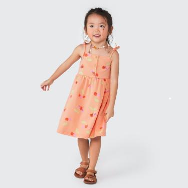 Imagem de Vestido Infantil Menina Laranja Estampa Cerejinha - Hering
