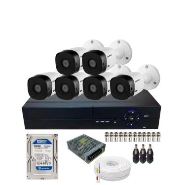 Imagem de Kit 6 Câmeras Segurança Intelbras Vhd 1220b Full Hd 2mp Dvr 08 Canais Com Hd 500gb Instalado