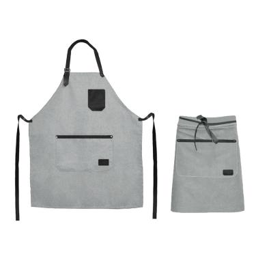 Imagem de Avental Cinza Couro Preto Cintura Restaurante Barista Unissex