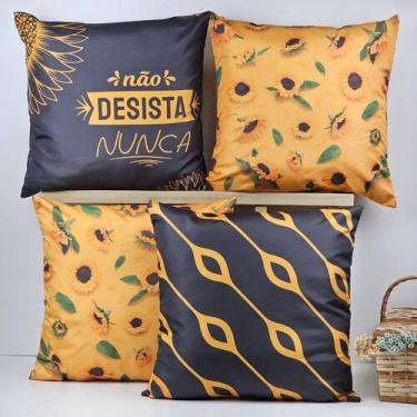 Imagem de Kit 4 Capas de Almofadas Decorativa - Girassol - OK Darling