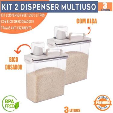 Imagem de Kit 2 Potes Herméticos 3L Com Dosador Organizador Multiuso Dispenser p
