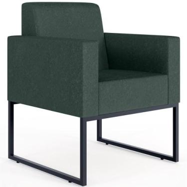 Imagem de Poltrona Para Sala E Recepção Base Fixa De Metal Helô Verde Musgo - LY