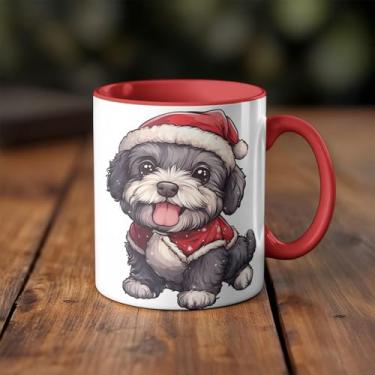 Imagem de Caneca xicara Natal animais cachorro filhote 25EI (preto)