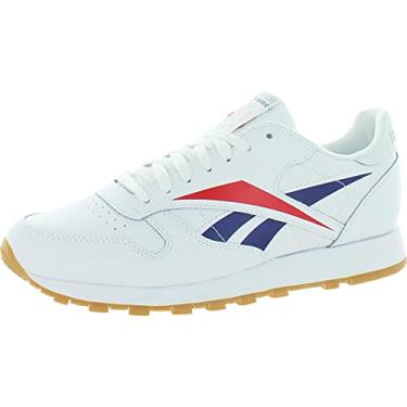 Imagem de Reebok Tênis de couro clássico masculino, Branco/Scarlet/Phantom Blue, 4.5