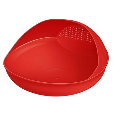 Imagem de Kit Escorredor De Massas Macarrão E Legumes Frutas Vegetais Com Alça + Lava Arroz Plástico Cores (Bola Vermelho | Unitário)