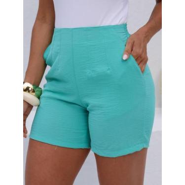 Imagem de Shorts Bermuda Feminina Alfaiataria Elastico na Cintura Elegante Basic