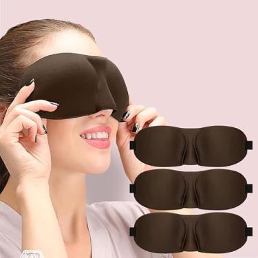 Imagem de Máscara de dormir para dormir de costas e de lado, pacote com 3, máscaras oculares 3D com bloqueio de luz 100% para dormir, cobertura para olhos com pressão zero para mulheres e homens, café leve e