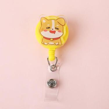 Imagem de Suporte de crachá clipes de acrílico para estudantes, fácil de puxar, porta-cartões de identificação, meninas, meninos, cores fofas, carretel retrátil (estilo 12)