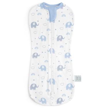 Imagem de Enfaixado para bebês de 0 a 2 meses, saco de dormir de algodão com zíper, cobertores vestíveis para recém-nascidos, meninas e meninos (elefante, pacote com 1)