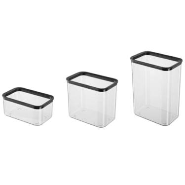 Imagem de Conjunto de 3 Potes Herméticos de Plástico para Armazenamento de Alimentos, Potes e Porta-Mantimentos Recipientes com Tampa