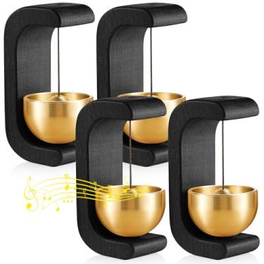 Imagem de Zonon 4 peças de campainha magnética de madeira para decoração de campainha de vento para abertura de porta em forma de C para geladeira, sala, jardim, restaurante, presente de inauguração de casa