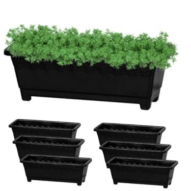 Imagem de Vaso de Planta, Kit 6 Vasos Floreira Jardineira de Plástico 9,5 Litros Preto E Marrom de Flor Horta Tempero Grande(PRETO)