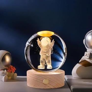 Imagem de Luminária de Mesa Bola de Cristal com LED - Luz Noturna para Quarto, Presente Decorativo 3D para Natal e Aniversário(2001-5)