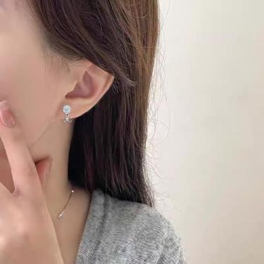 Imagem de Brincos de pressão para mulheres, pedra do mês de novembro, hipoalergênicos, não perfurados, sem dor, Medium, Cobre, Crie água-marinha