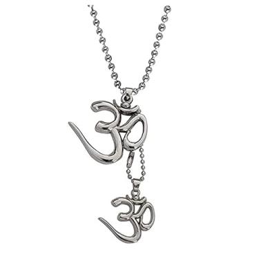 Imagem de Medalhão com pingente Mix Magic Mart Vastu Fengshui Lord Shiva Double OM com colar de corrente para homens e mulheres, prata