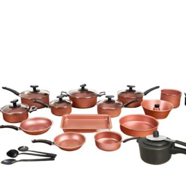 Imagem de Conjunto Panelas 17 Pc antiaderente/Panela Pressão 2 Litros(Super Rose)