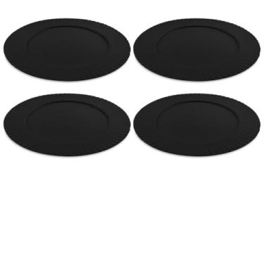 Imagem de Kit Sousplat de Mesa Plástico 33cm Apoio para Prato Jogo Americano (Preto, Kit 4)