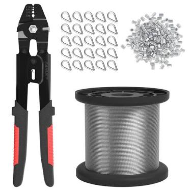 Imagem de Kit de crimpagem de cabo de aço Sanuke 165 pés 1,5 mm em aço inoxidáve