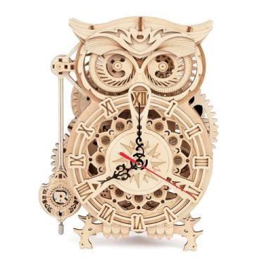 Imagem de Quebra-cabeça de madeira 3D ROKR Owl Clock Mechanical Model 161 unidad