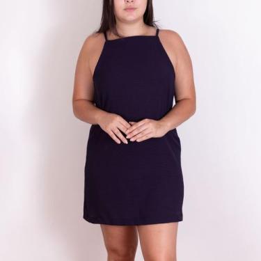 Imagem de vestido feminino crepe casual tecido duna costas abertas alcinha regul