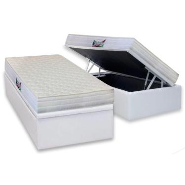 Imagem de Cama Box Baú Solteiro: Colchão Ortopédico Herval D28 - Ag65 Frontier + Base Crc Courano White(88x188)