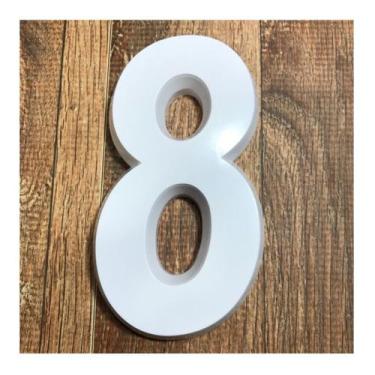 Imagem de Número Residencial 8 Branco 3d 14cm De Altura - MetalCromo