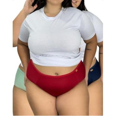 Imagem de Kit 5 Calcinha Plus Size Lingerie Microfibra Costas Dupla Pala Lateral