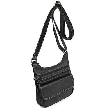 Imagem de Bolsa Feminina Pequena Feita De Couro Alça Tiracolo - Le Voyage, Preto