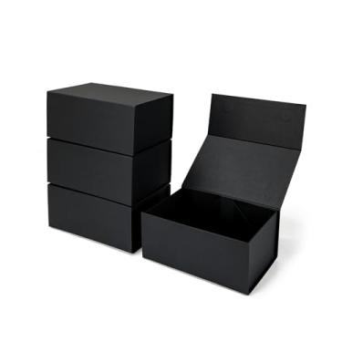 Imagem de Ditwis Pacote com 4, caixa de presente magnética preta 9 x 6 x 4