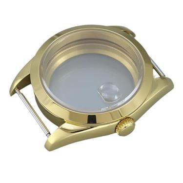 Imagem de FEIYASHI 36/39 mm 316L aço inoxidável ouro caixa de relógio mecânico vidro safira para NH35 34 36 38 movimento Miyota8215, Tampa inferior de vidro 1, 36mm+NH35 34 36 38 Movement, Caixa de relógio de