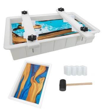 Imagem de Molde epóxi grande com sistema de fixação 79 x 50 x 7,6 cm e 48 x 30,5 x 7,6 cm, moldes de tábua de corte para resina, molde epóxi grande reutilizável para mesa de café, tábua de charcutaria, mesa de