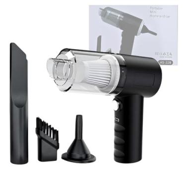 Imagem de Mini Aspirador de Pó Portátil 3 em 1, Sem Fio, Recarregável USB, com Filtro, Função Soprador e Escova, para Carro, Teclado, Sofá, Preto, 285g