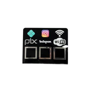 Imagem de Placa Pix Display Mesa Balcão PIX INSTAGRAM E WI-FI(Preto c/Prata)