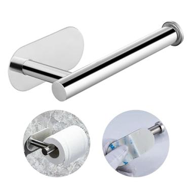 Imagem de Suporte autoadesivo de papel higiênico de aço inoxidável SS304 suporte de parede sem perfuração, dispensador de rolo de toalha para banheiro e cozinha, 1 peça brilhante polido