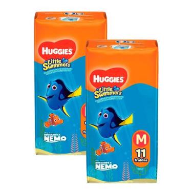 Imagem de Kit 2 Fralda Huggies Little Swimmers Tamanho P/M 11 Unidades Descartáv