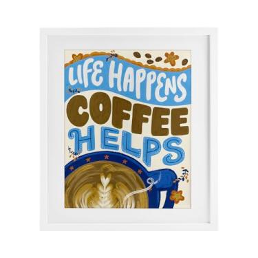 Imagem de Stupell Industries Impressão emoldurada Life Happens Coffee Helps Birch Under Glass, design por Connie Summers, 53 x 43 cm